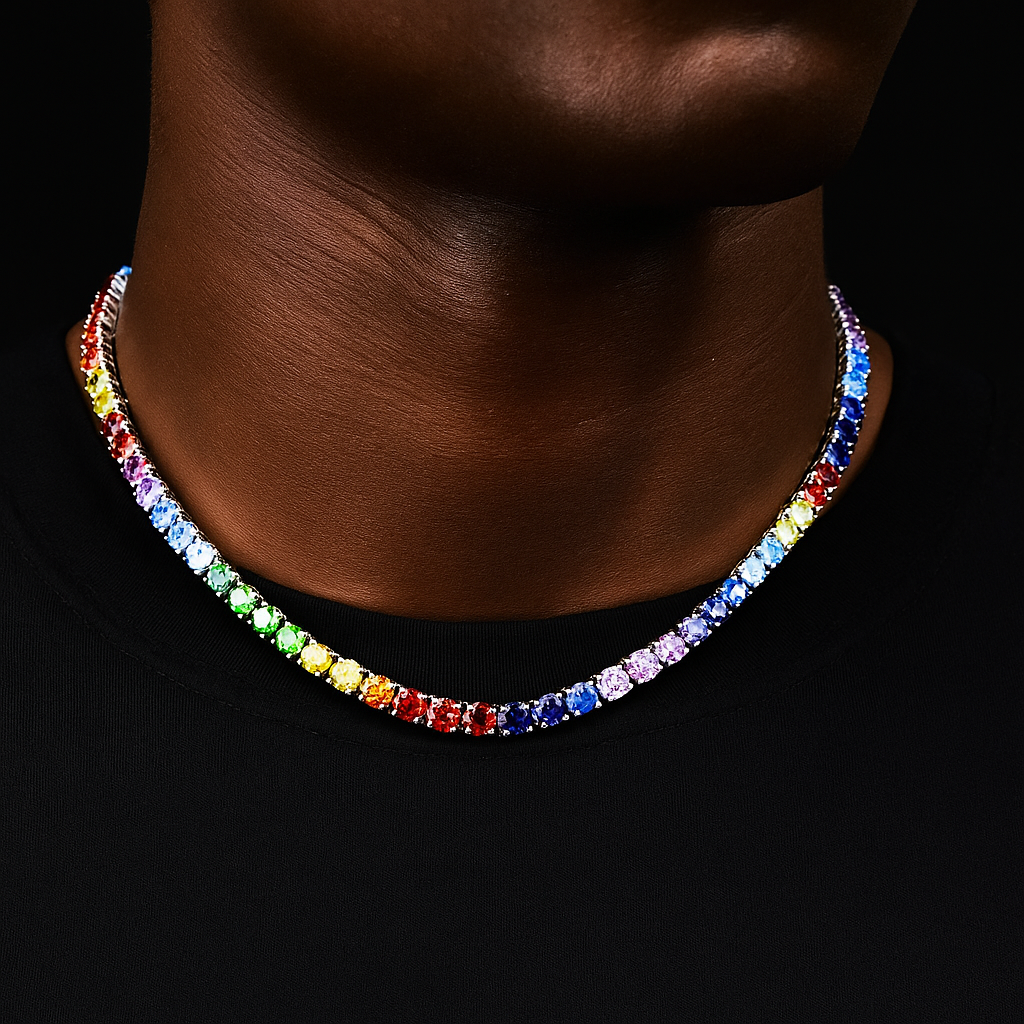 4mm Multi Color Round Cut Tennis Chain - Different Drips