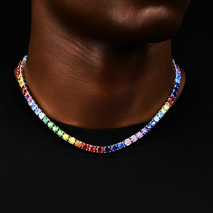 4mm Multi Color Round Cut Tennis Chain - Different Drips