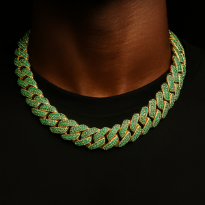 19mm Green Prong Cuban Chain - Different Drips