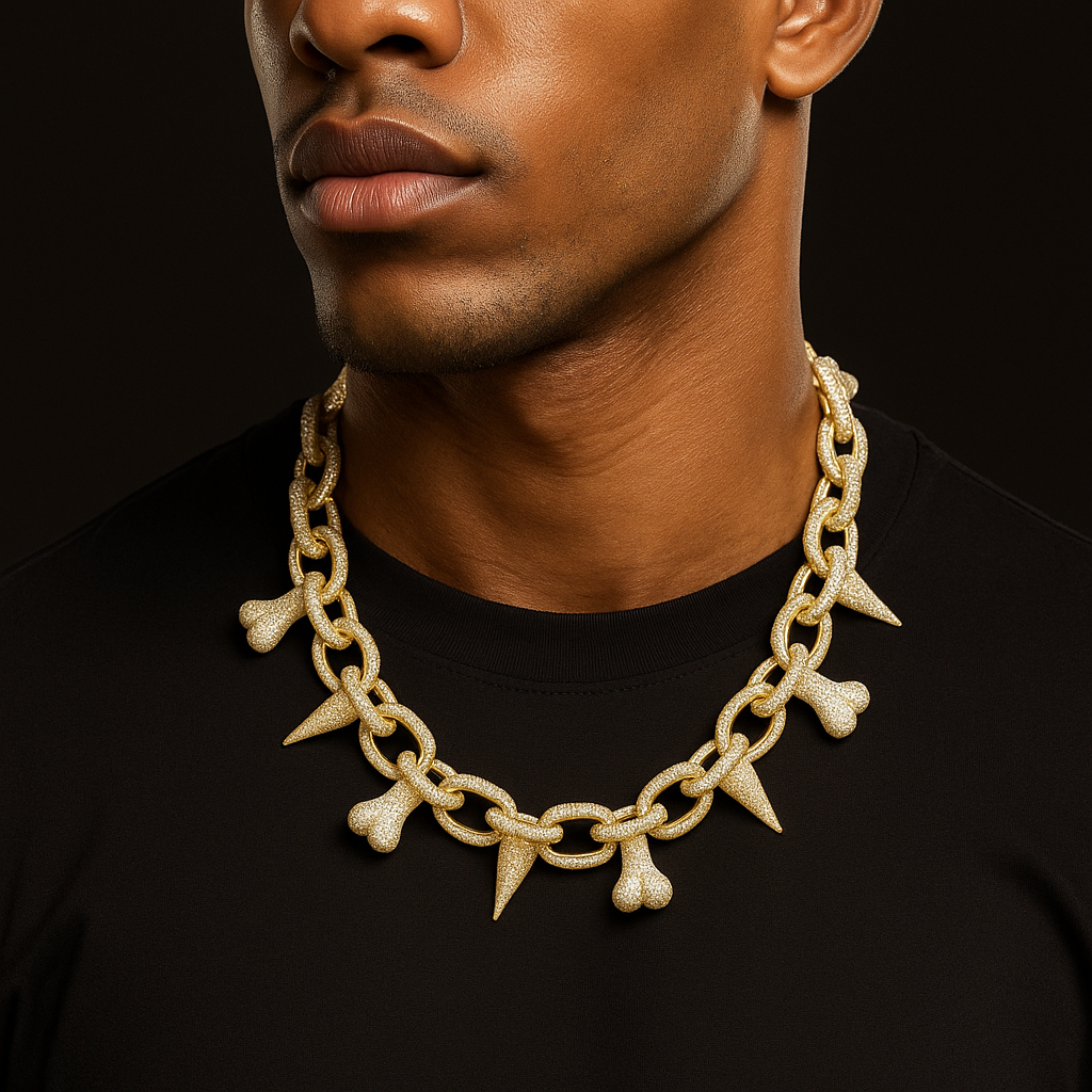 Iced Out Bone & Rivet Chain - Different Drips