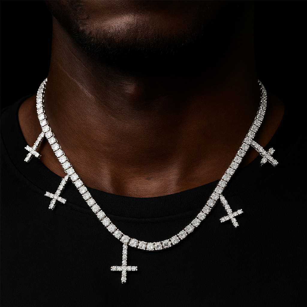 Iced Multi-Cross Tennis Chain - Different Drips