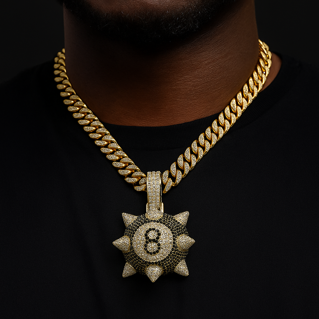 Iced Spiked 8 Ball Pendant - Different Drips