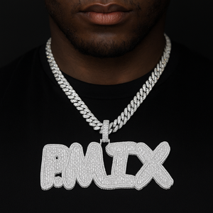 Baguette Outlined Custom Letter Pendant - Different Drips