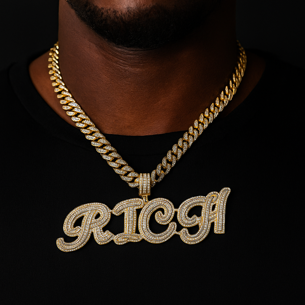 Multi-Layer Baguette Custom Letter Pendant - Different Drips