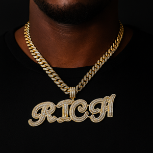 Multi-Layer Baguette Custom Letter Pendant - Different Drips