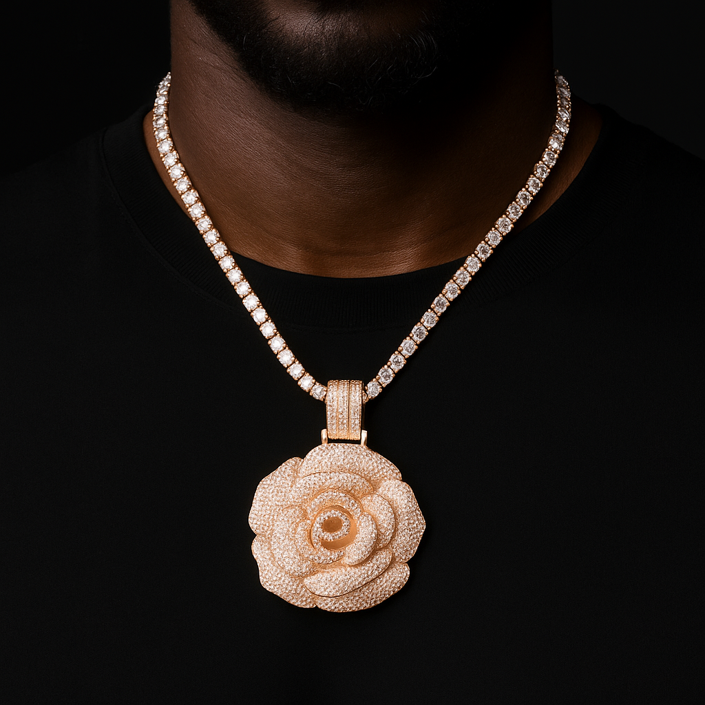 Iced Out Rose Pendant - Different Drips