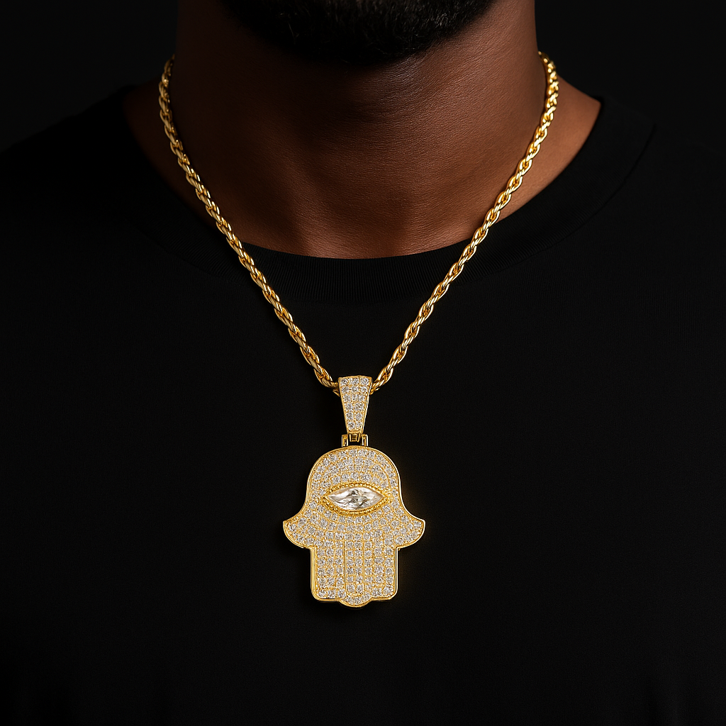 S925 Moissanite Hasma Hand Pendant - Different Drips