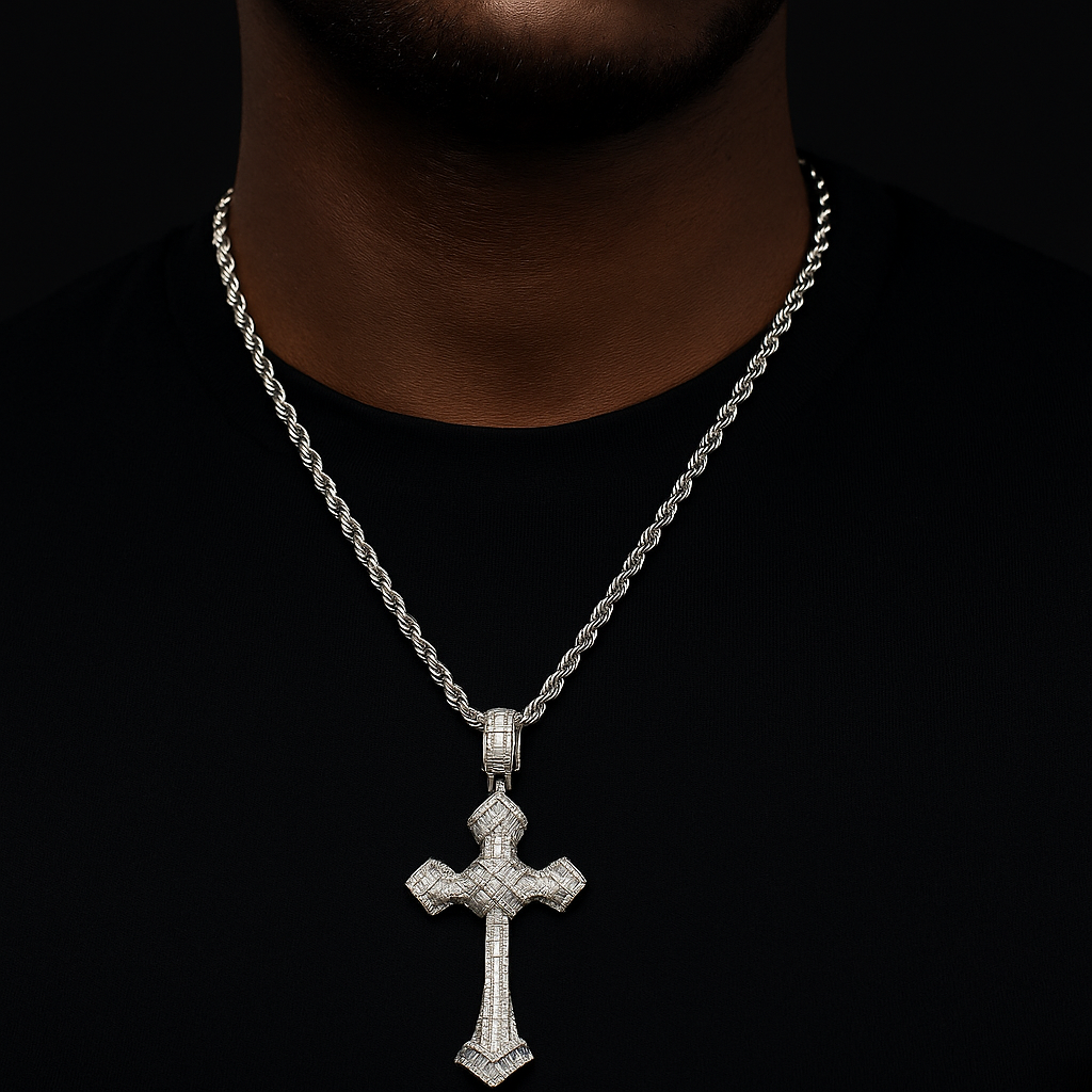 Baguette Cross Pendant - Different Drips