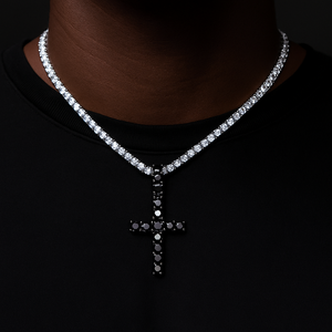 S925 Black Moissanite Cross Pendant - Different Drips