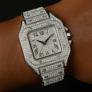 Iced Square Roman Numeral Watch - Different Drips