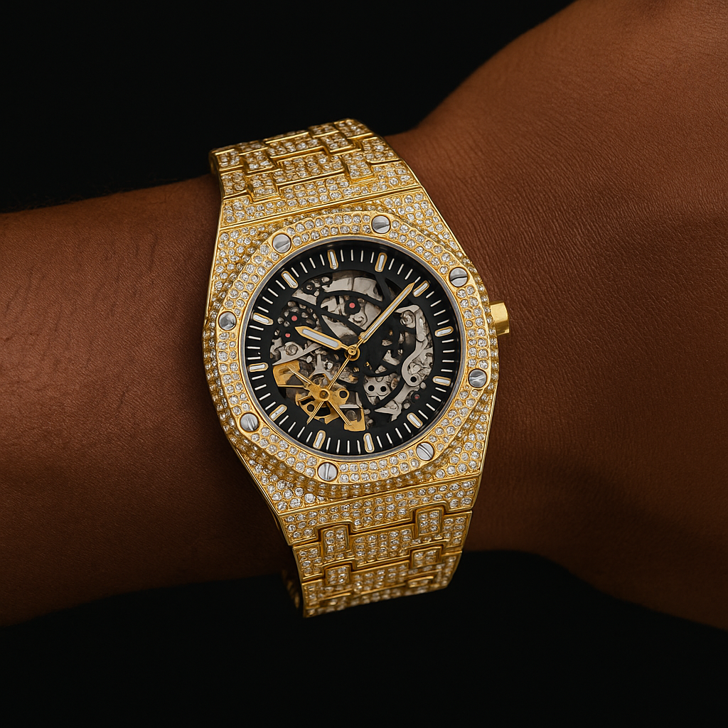 Iced Mechanical Octagonal Shaped Watch - Different Drips