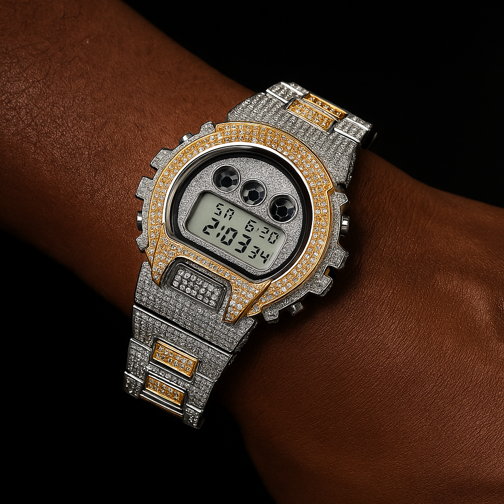 Iced Digital Chronograph Date Watch - Different Drips