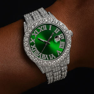 Iced Roman Numeral Colored Dial Watch - Different Drips