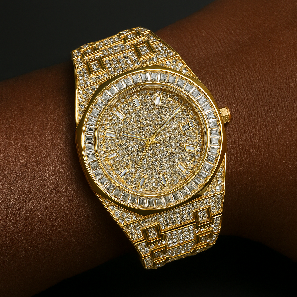 Bust Down Green Emerald Baguette Watch - Different Drips