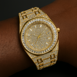 Bust Down Green Emerald Baguette Watch - Different Drips