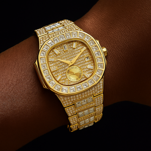 Iced Baguette Bezel Chronograph Watch - Different Drips