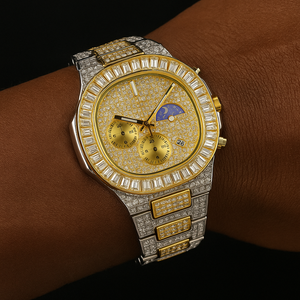 Iced Baguette Sun & Moon Chronograph Watch - Different Drips