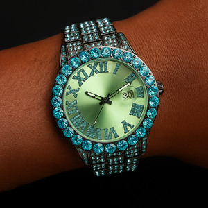 Bust Down Aqua Roman Watch - Different Drips