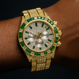 Emerald Green Baguette Bezel Chronograph Watch - Different Drips