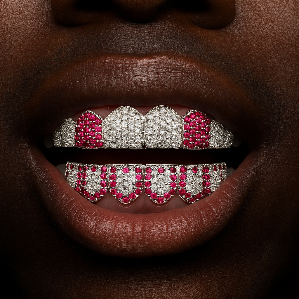 Multi Color Iced Out Sharp Teeth Grillz - Different Drips