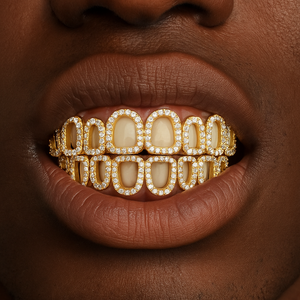 Iced Hollow Rounded Open Face Grillz - Different Drips