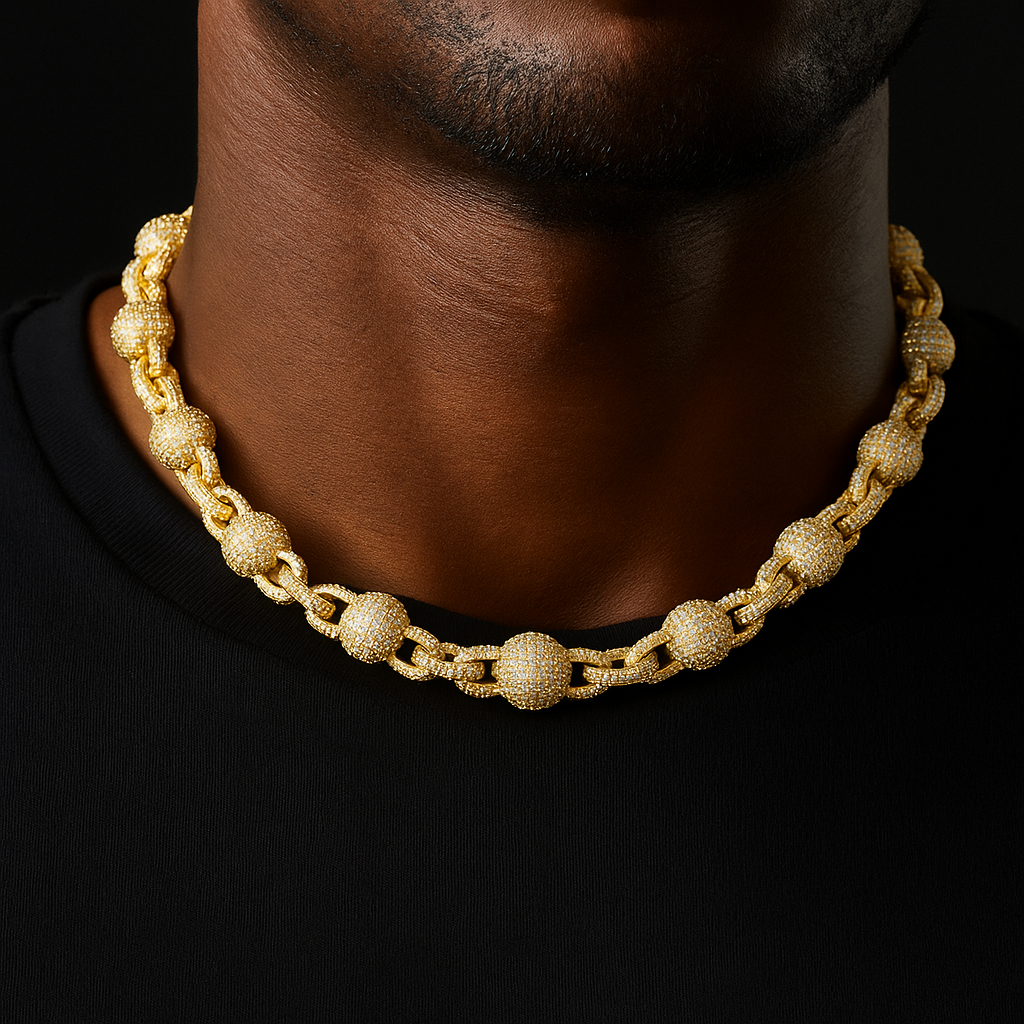 10mm Iced Ball Rolo Link Chain - Different Drips