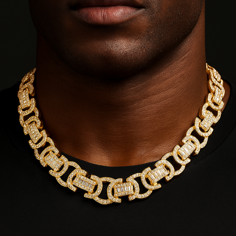 13mm Baguette Byzantine Chain - Different Drips