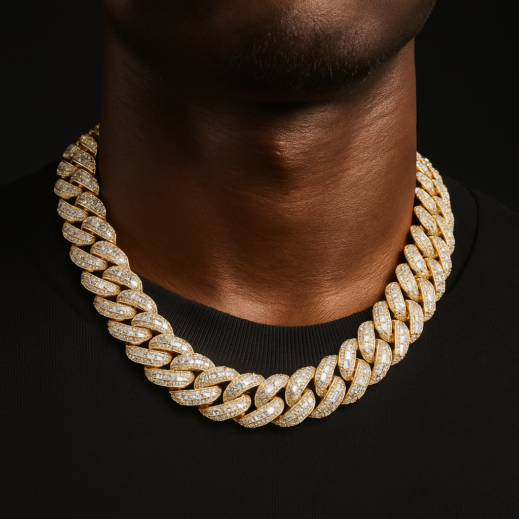 20mm Clustered Baguette Cuban Link Chain - Different Drips