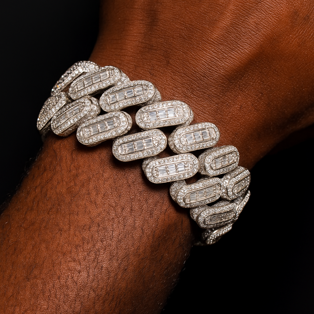28mm Baguette Cuban Link Bracelet - Different Drips