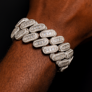 28mm Baguette Cuban Link Bracelet - Different Drips