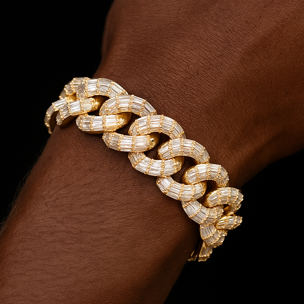 21mm All Over Baguette Miami Cuban Link Bracelet - Different Drips