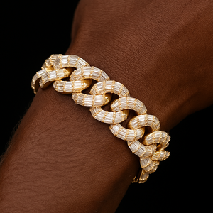 21mm All Over Baguette Miami Cuban Link Bracelet - Different Drips