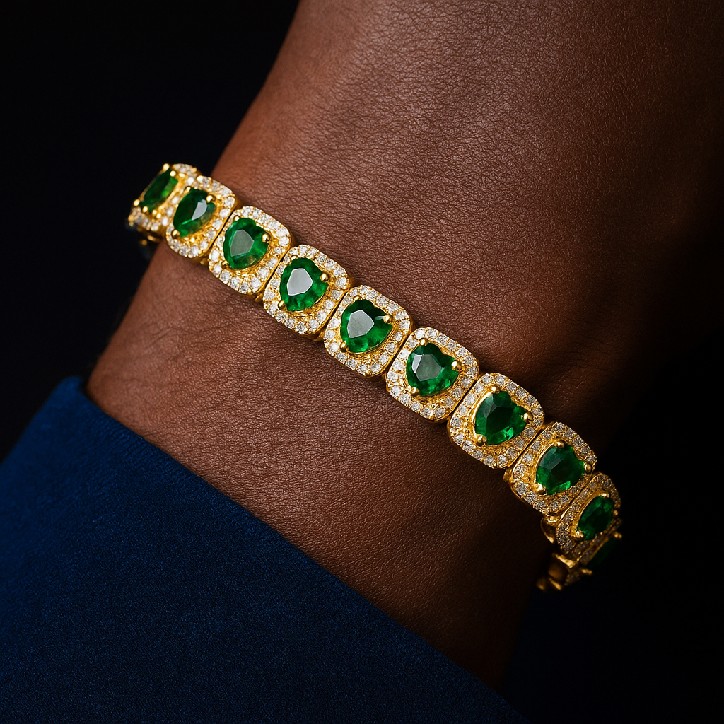 9mm Heart Clustered Tennis Bracelet - Different Drips