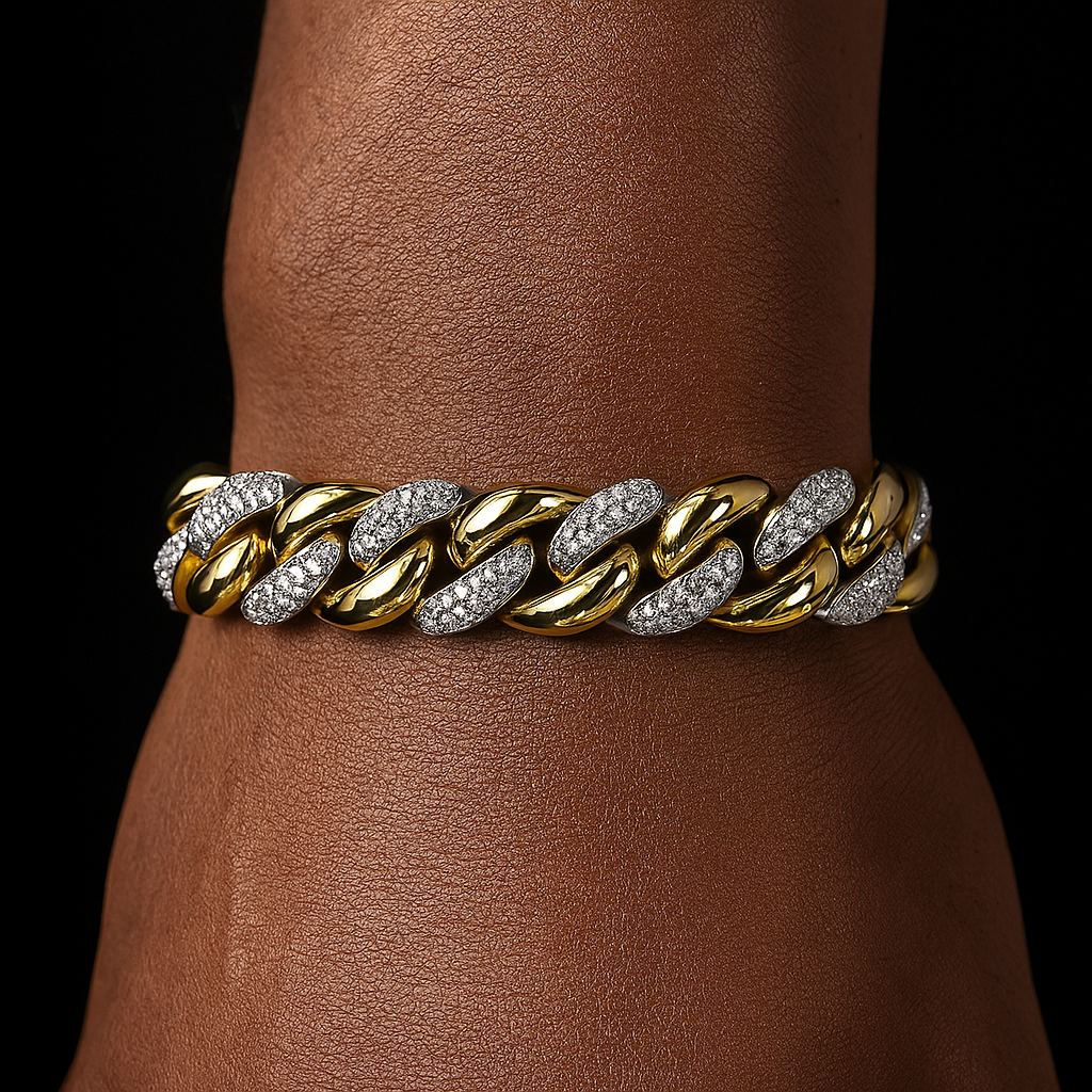 9-14mm Two-Tone Cuban Link Bracelet - Different Drips