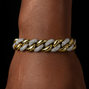9-14mm Two-Tone Cuban Link Bracelet - Different Drips