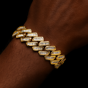 10mm Baguette Prong Cuban Link Bracelet - Different Drips