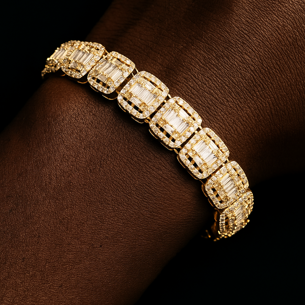 12mm Clusted Baguette Tennis Bracelet - Different Drips