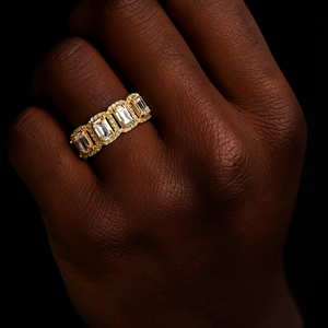 Baguette Clustered Rectangle Cut Tennis Ring - Different Drips