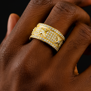 6 Row Iced Out X Ring - Different Drips