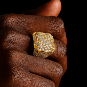 S925 Moissanite Diamond Square Signet Ring - Different Drips