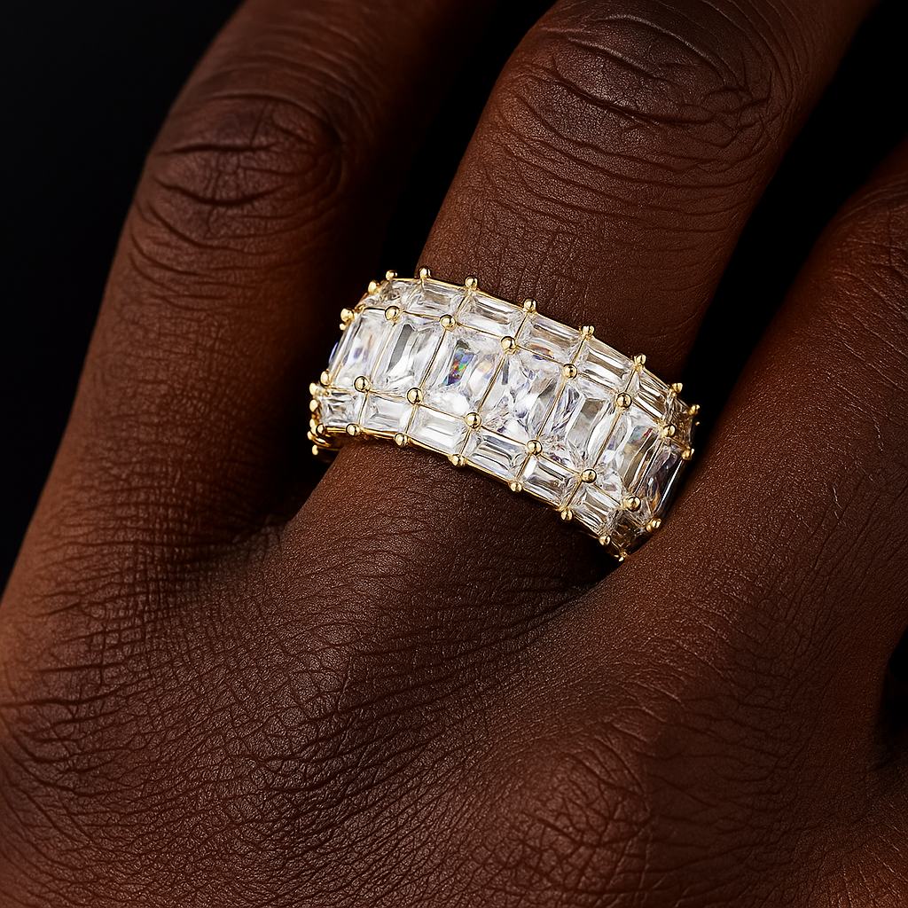 3 Row Baguette Eternity Ring - Different Drips