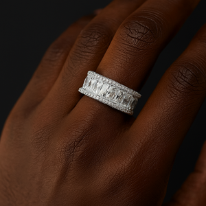 8mm Round & Baguette Cut Band Ring - Different Drips