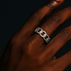 925 Sterling Silver Cuban Link Ring - Different Drips