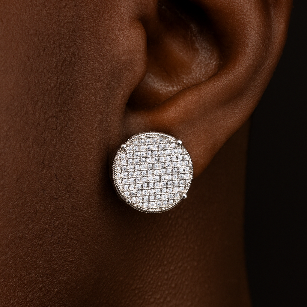 14mm Big Round Cut Pave Earrings - Different Drips