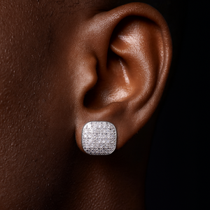 10mm Square Cut Pave Earrings - Different Drips