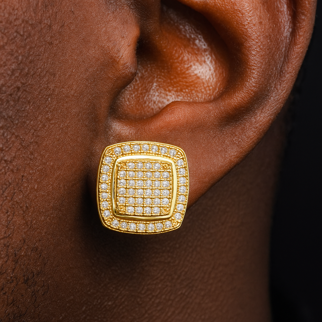 12mm Raised Square Cut Earrings - Different Drips