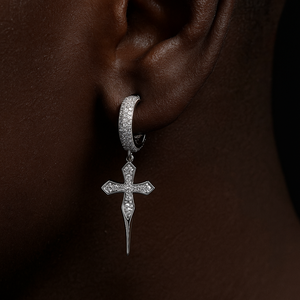 Iced Dripping Cross Hoop Earrings - Different Drips