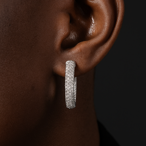 Iced Out White Gold Hoop Earrings - Different Drips
