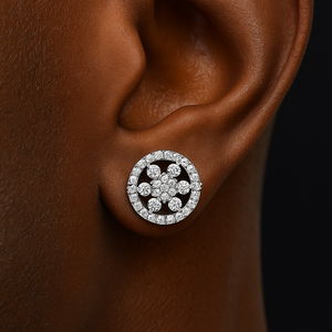 Round Flower Cluster Stud Earrings - Different Drips