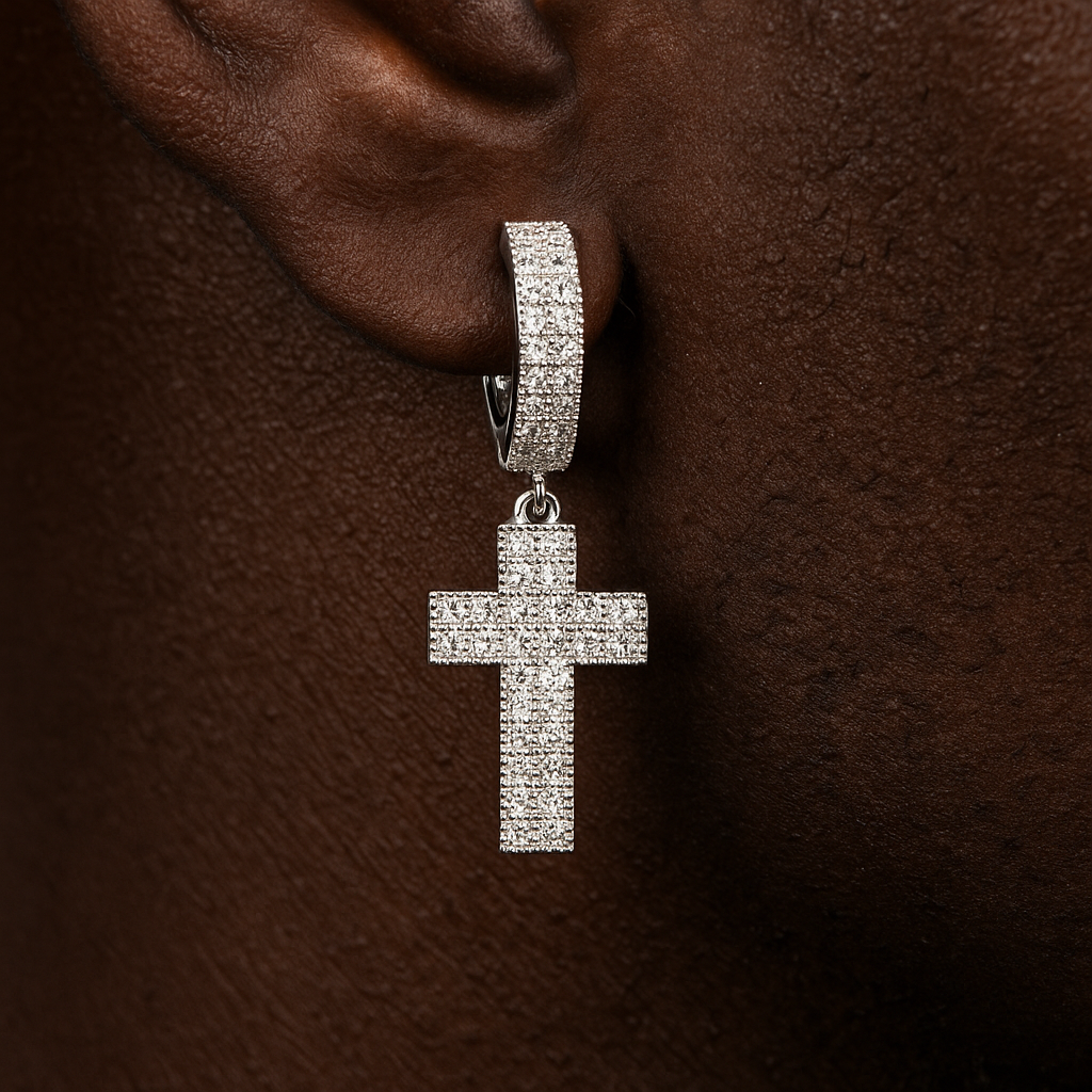 Diamond Pave Cross Dangle Earrings - Different Drips